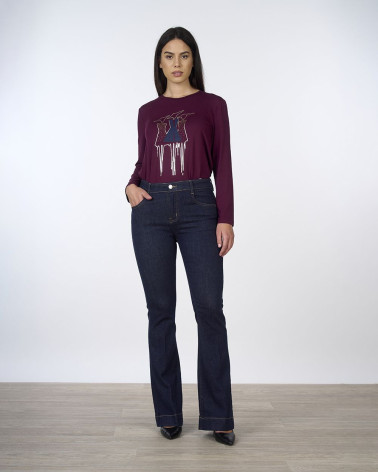 Jeans flare in denim scuro