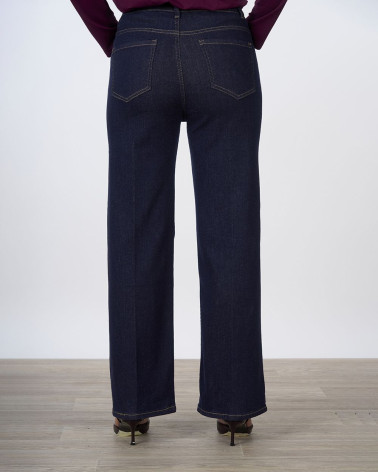 Jeans wide leg in denim scuro