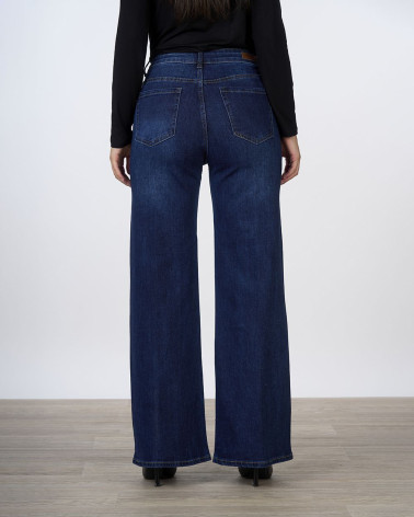 Jeans wide leg con strass