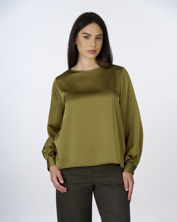 Blusa in raso manica lunga