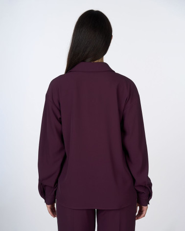 Camicia in tessuto fluido bordeaux