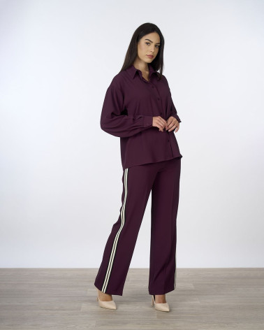 Camicia in tessuto fluido bordeaux