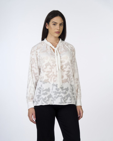 Blusa jacquard con fiocco