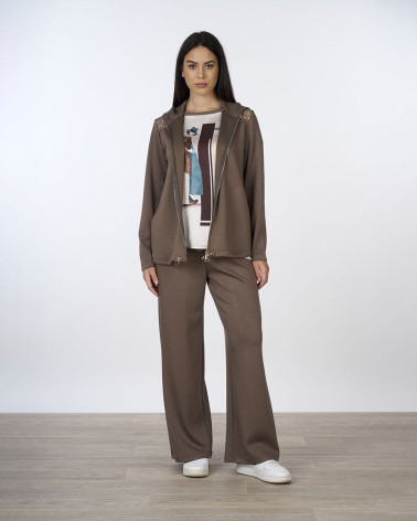 Felpa fango con cappuccio e paillettes