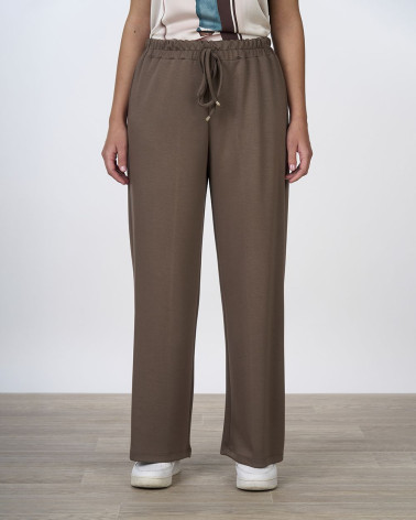 Pantaloni comfort fango a gamba larga