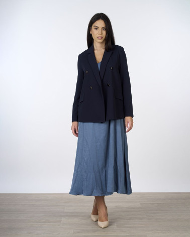 Blazer doppiopetto blu in scuba crêpe