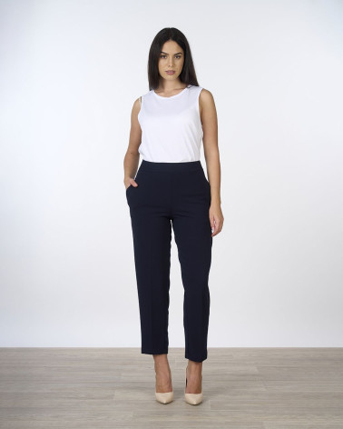 Pantaloni blu in scuba crêpe