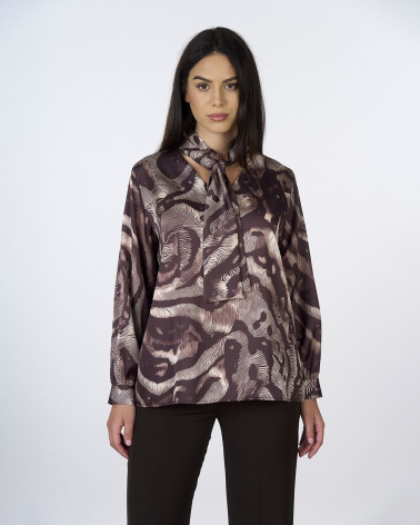 Blusa con fiocco in fantasia Wild Brush