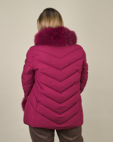 Piumino con collo e polsi in eco pelliccia