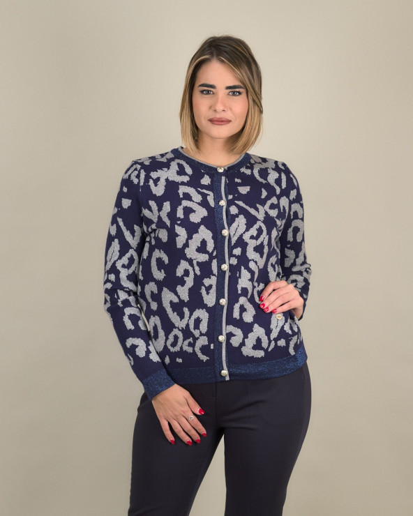 Cardigan animalier con...