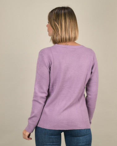 Cardigan con strass e scollo a V