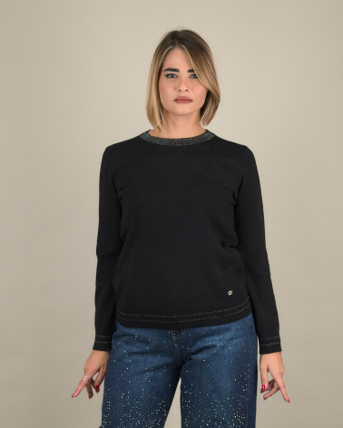 Maglia girocollo con profilo lurex