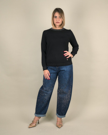 Maglia girocollo con profilo lurex