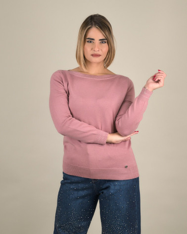 Maglia con scollo a barchetta e dettagli lurex