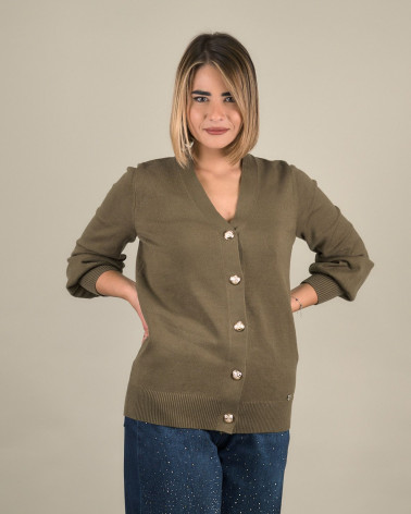 Cardigan con bottoni gioiello