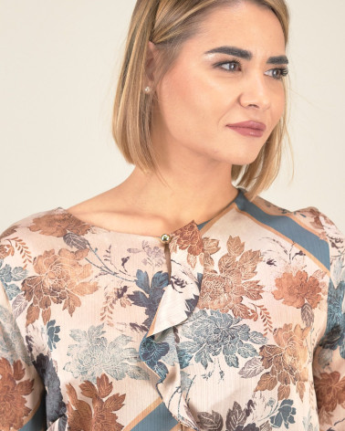 Blusa in fantasia Garden con volant
