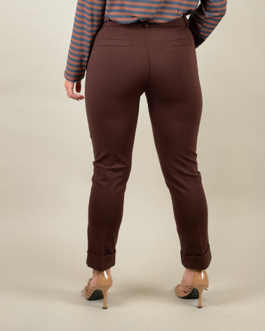 Pantaloni in punto Milano con risvolto