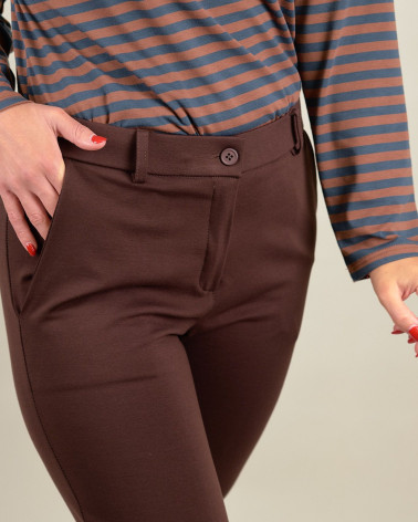 Pantaloni in punto Milano con risvolto