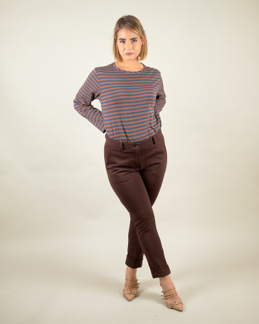 Pantaloni in punto Milano con risvolto