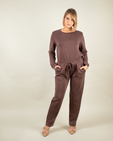 Pantaloni felpati con elastico in vita