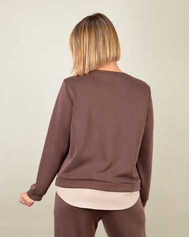 Felpa con strass sullo scollo