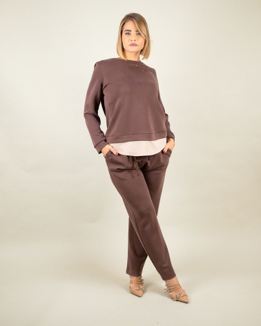 Felpa con strass sullo scollo