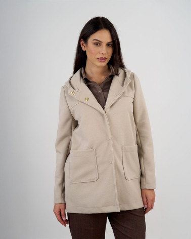 Giacca con cappuccio e bottoni a pressione