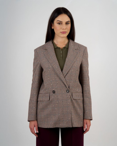 Blazer doppiopetto a quadri con paillettes