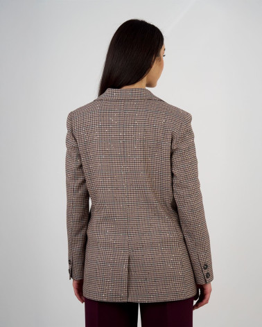 Blazer doppiopetto a quadri con paillettes