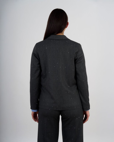 Blazer gessato con micro paillettes