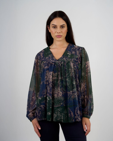 Blusa ampia in voile stampato