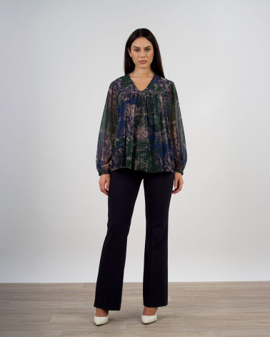 Blusa ampia in voile stampato