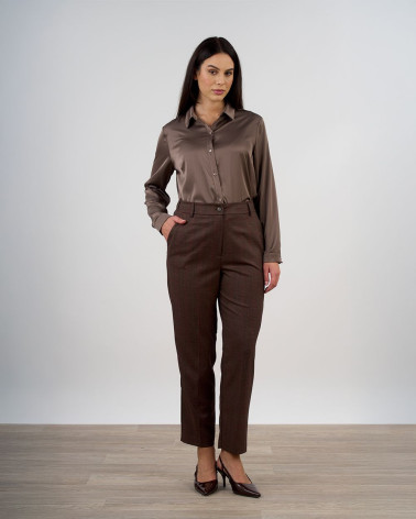 Pantaloni dritti in trama moro