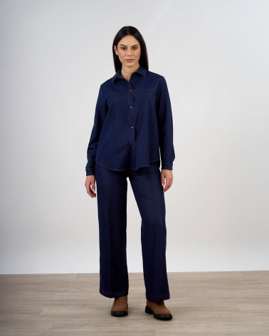 Camicia in jeans con bottoni a pressione