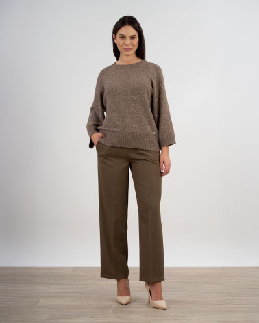 Maglia svasata con lavorazione a micro paillettes