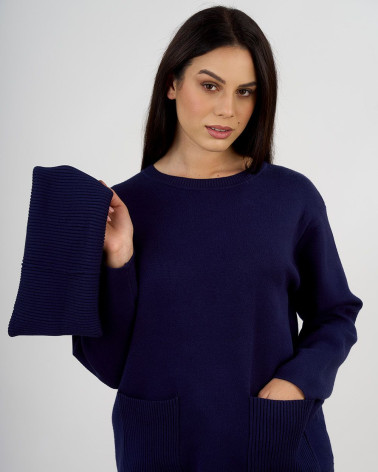 Maglia con collo alto removibile e tasche frontali