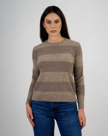 Maglia a righe con lavorazione in paillettes