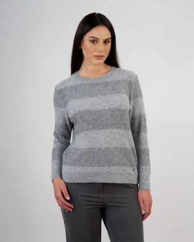 Maglia a righe con lavorazione in paillettes
