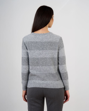 Maglia a righe con lavorazione in paillettes