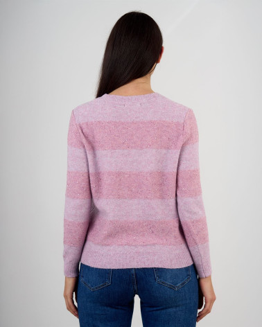 Maglia a righe con lavorazione in paillettes
