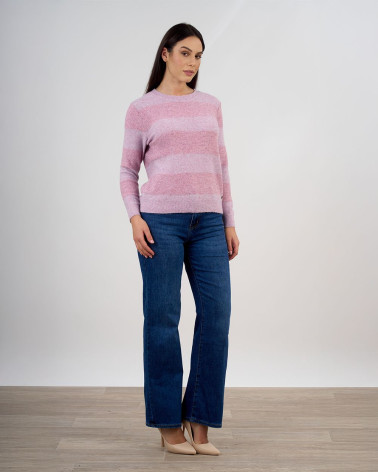 Maglia a righe con lavorazione in paillettes