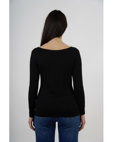 Maglia con scollo ampio e inserti gioiello