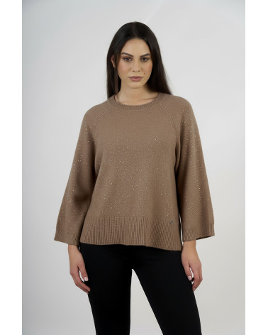 Maglia con dettagli luminosi e maniche tre quarti