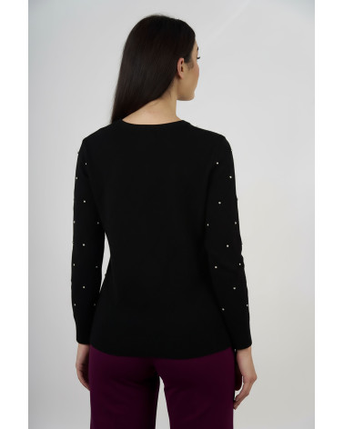 Maglia con trama a rombi e applicazioni gioiello